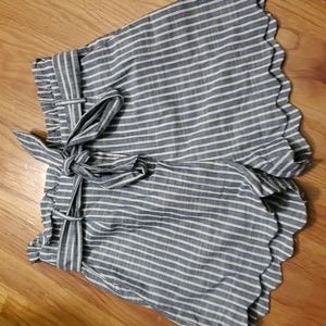 Blu Pepper Paper Bag Waist Striped Shorts Sz Large